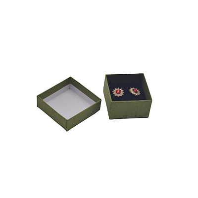 Écrin bijoux papier 7,5x7,5x3,5cm vert olive - boîte bijoux - Écrins et coffrets à bijoux-1